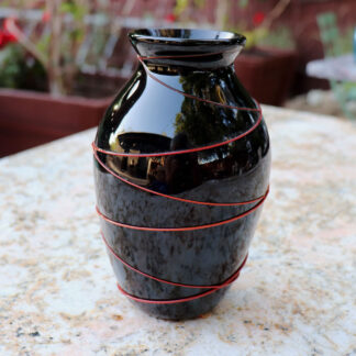 hand-blown black glass vase