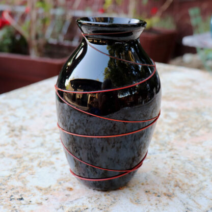 hand-blown black glass vase